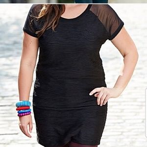 Plus Size textured sheer sleeve dress. NWT